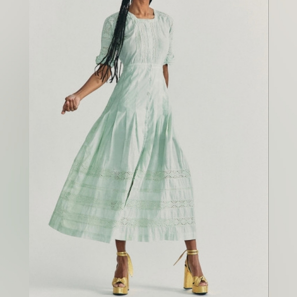 LoveShackFancy Edie Dress in Green